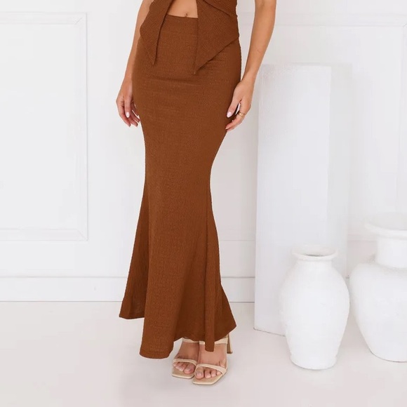 Hello Molly Dresses & Skirts - NEW Hello Molly Brown Long Maxi Skirt Textured Women's Size US 6